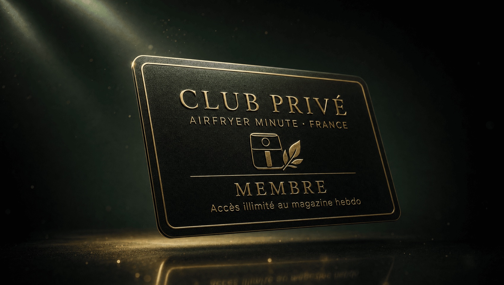Club Privé Airfryer Minute membership card, black and gold