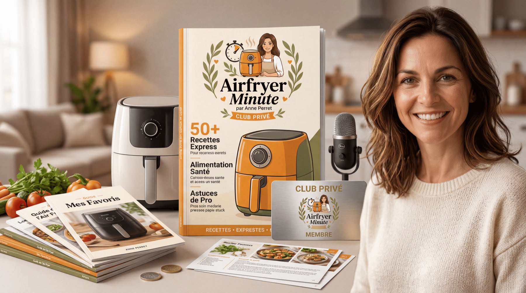 Club Privé Airfryer Minute — Anne Perret, magazine and membership card